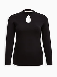 Foxy Mock Neck Keyhole Open Back Top