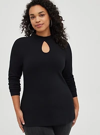 Foxy Mock Neck Keyhole Open Back Top