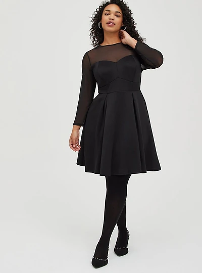 Mini Scuba Illusion Neck Dress