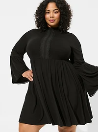 Mini Jersey Mock Neck Skater Dress