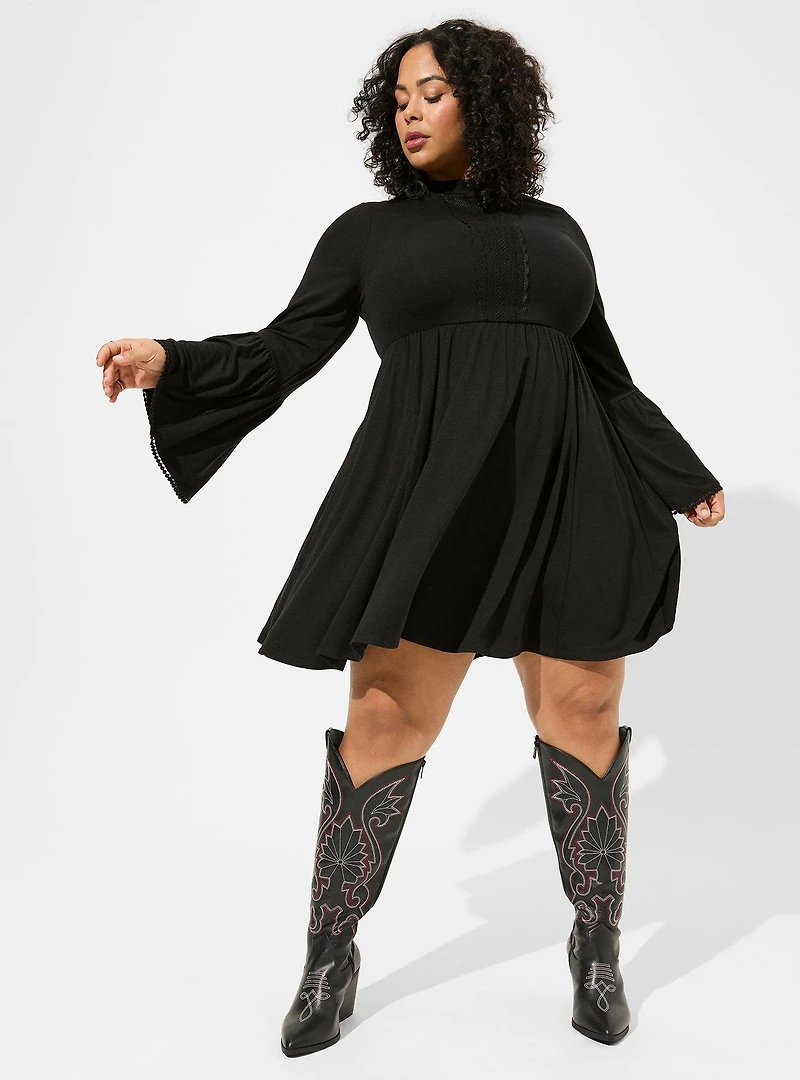 Mini Jersey Mock Neck Skater Dress