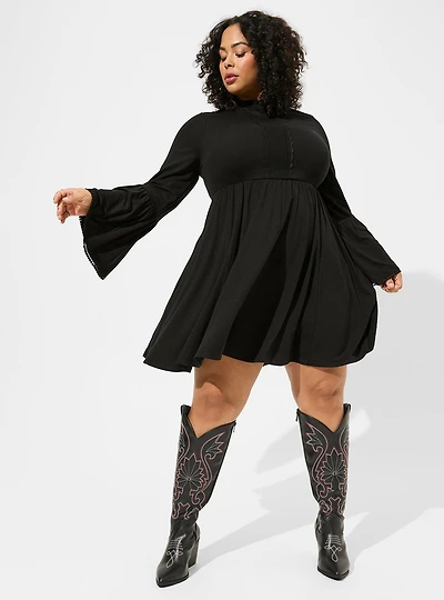 Mini Jersey Mock Neck Skater Dress