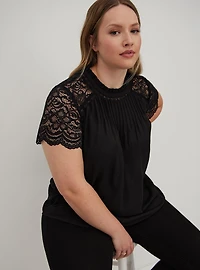 Georgette Lace Trim Blouse