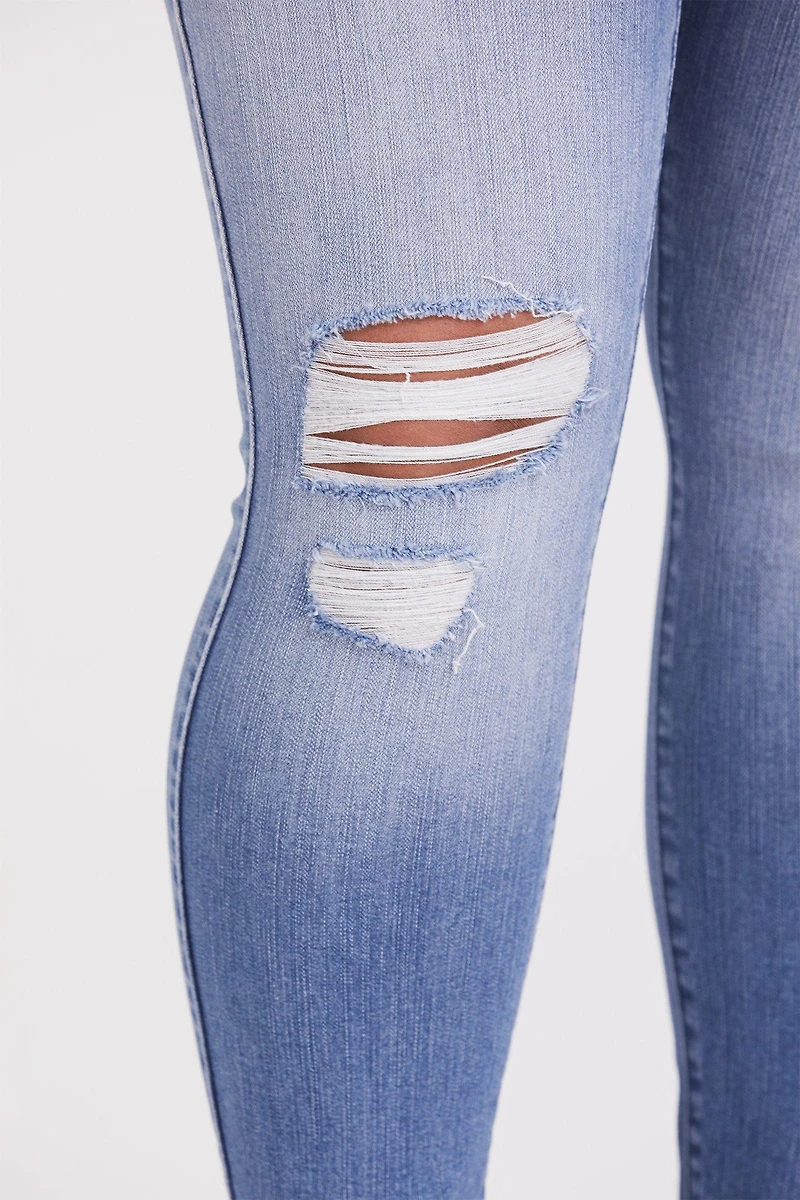 Bombshell Skinny Premium Stretch High-Rise Destructed Jean