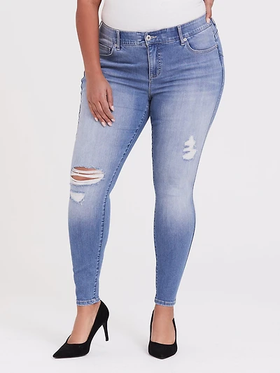 Bombshell Skinny Premium Stretch High-Rise Destructed Jean