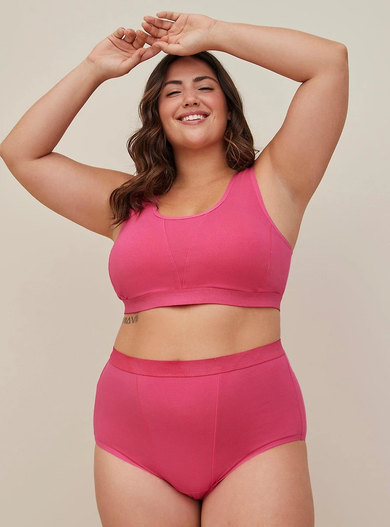 Unlined Cotton Seamed Scoop Bralette