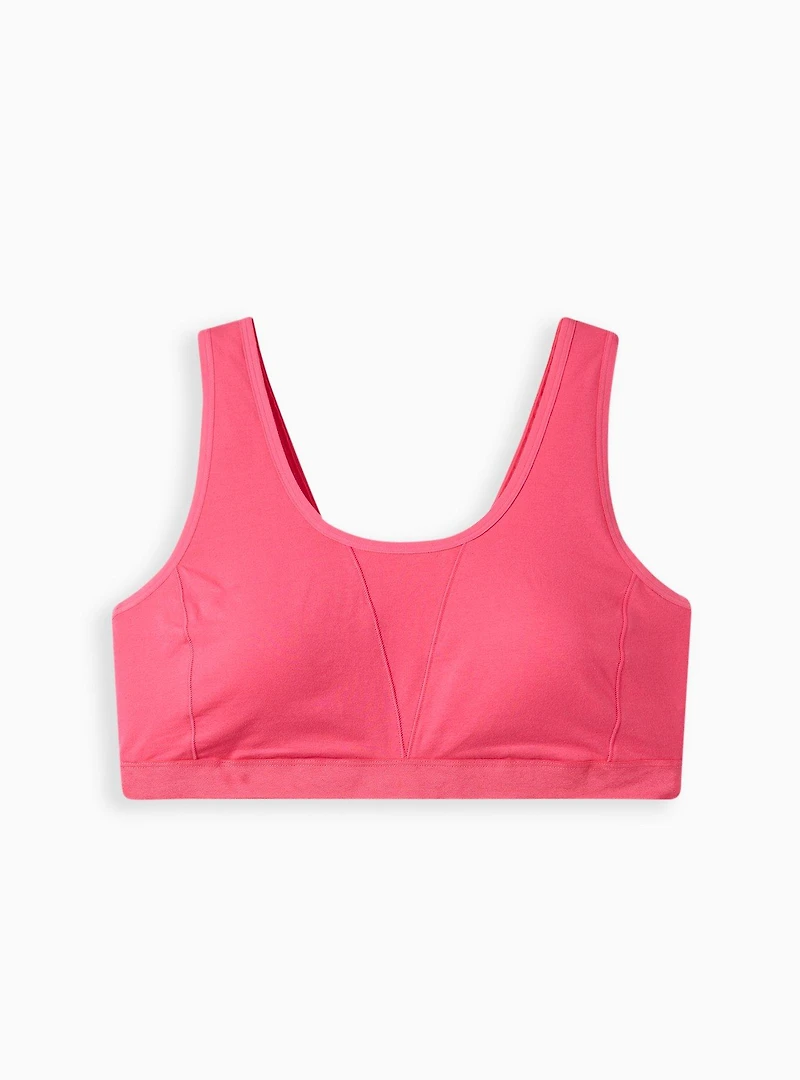 Unlined Cotton Seamed Scoop Bralette