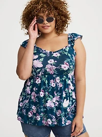 Babydoll Super Soft Slub Ruffle Shoulder Tank