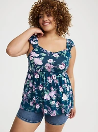 Babydoll Super Soft Slub Ruffle Shoulder Tank