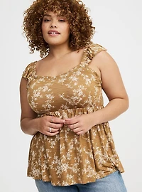 Babydoll Super Soft Slub Ruffle Shoulder Tank