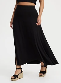 Maxi Jersey Side Slit Skirt