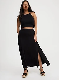 Maxi Jersey Side Slit Skirt