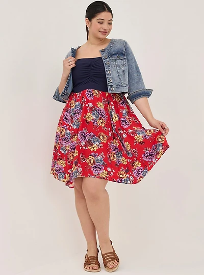 Mini Challis Hanky Hem Dress