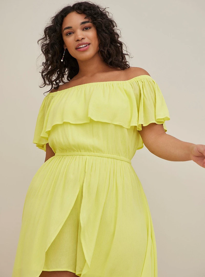Midi Gauze Off-Shoulder Walk-Through Dress