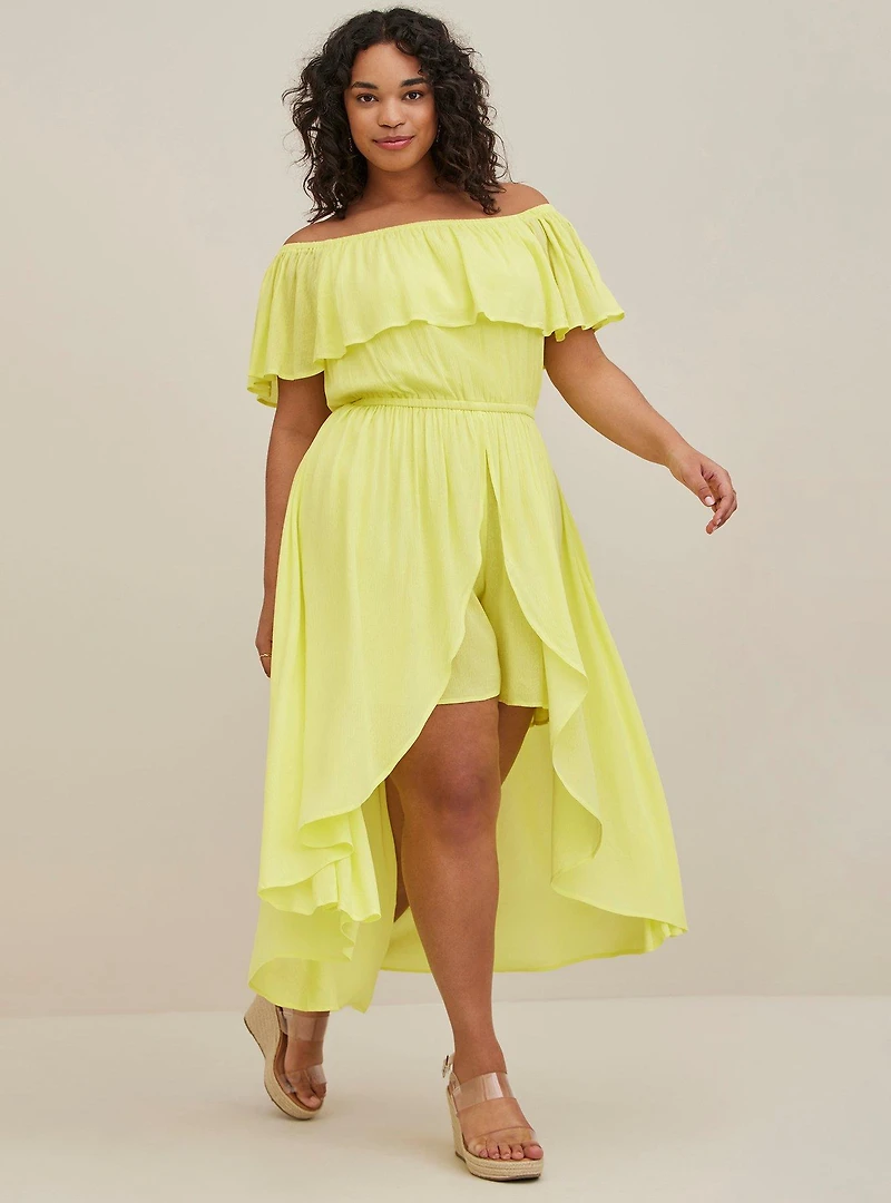 Midi Gauze Off-Shoulder Walk-Through Dress
