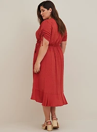 Midi Swiss Linen Surplice Dress