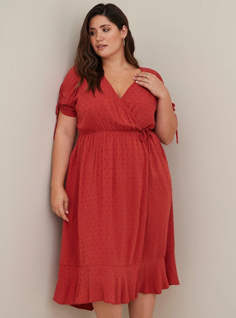 Midi Swiss Linen Surplice Dress
