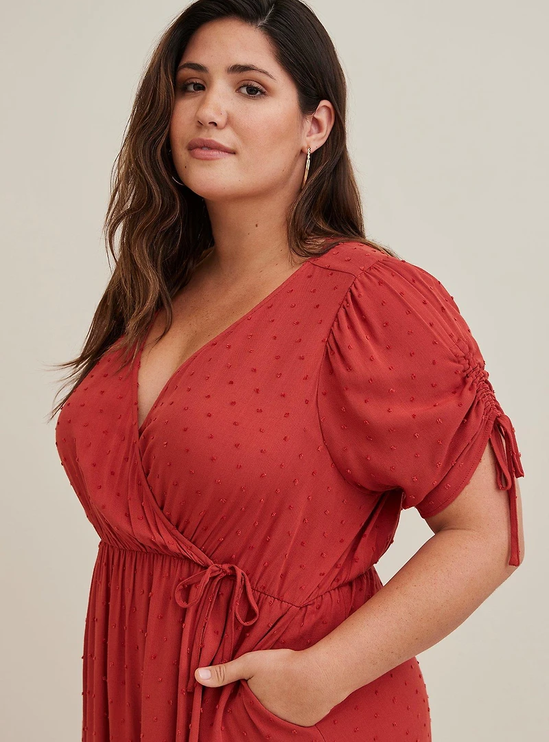 Midi Swiss Linen Surplice Dress