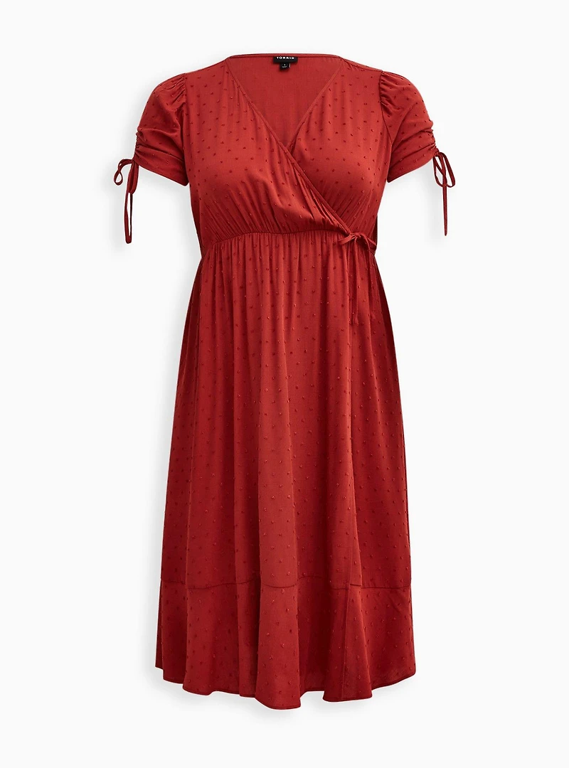 Midi Swiss Linen Surplice Dress