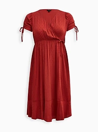 Midi Swiss Linen Surplice Dress