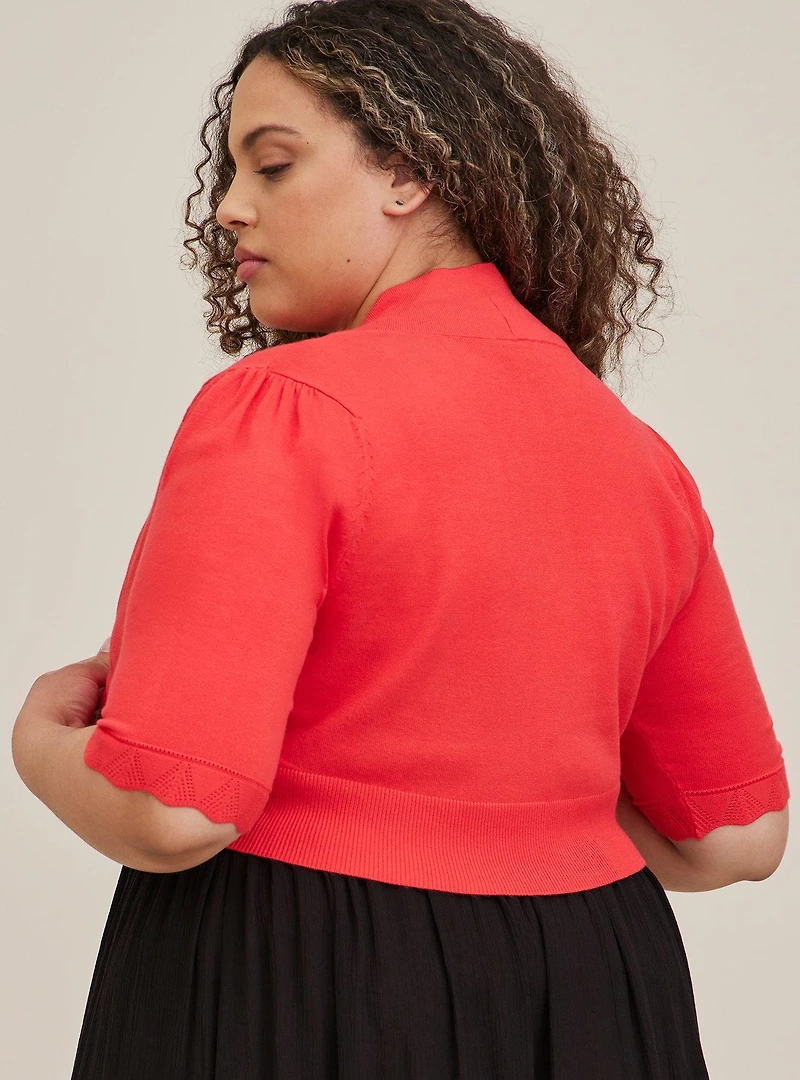 Scalloped Crop Sweater Shrug