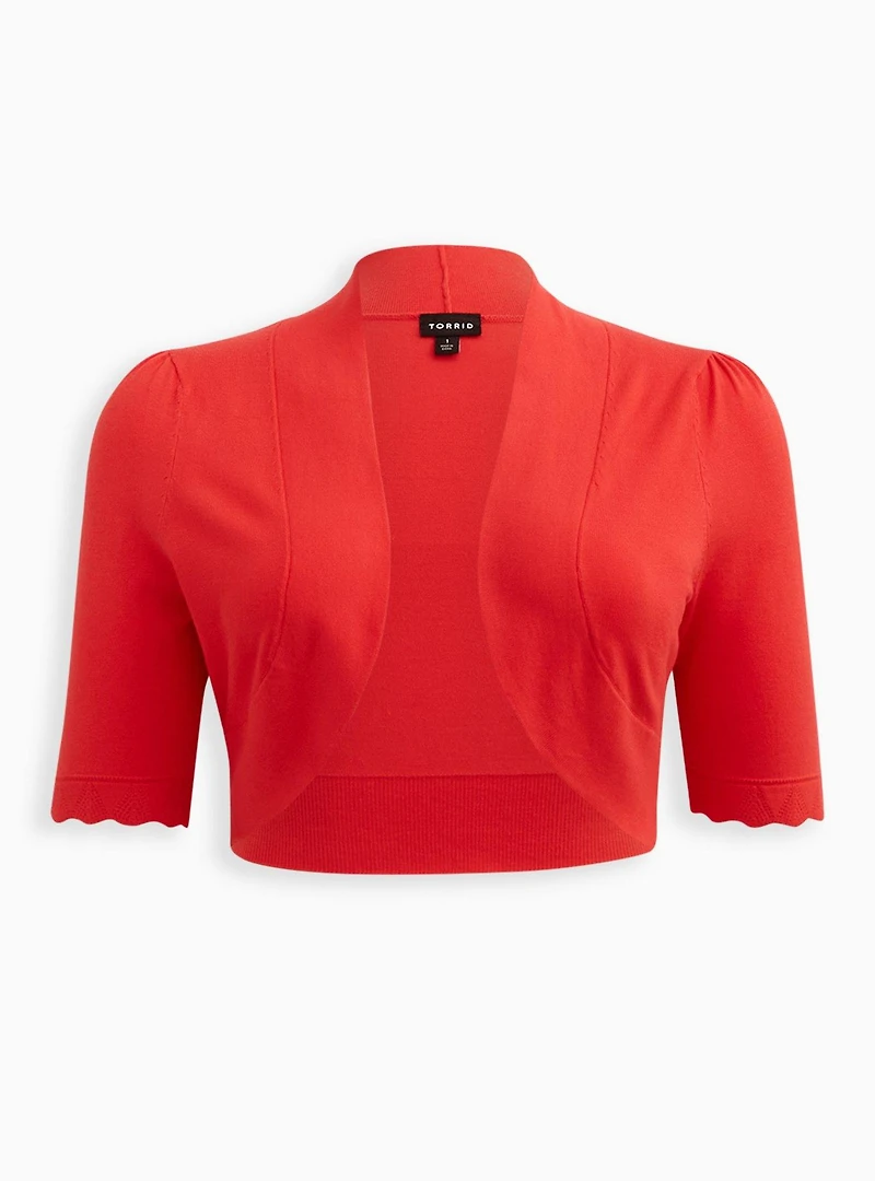 Scalloped Crop Sweater Shrug