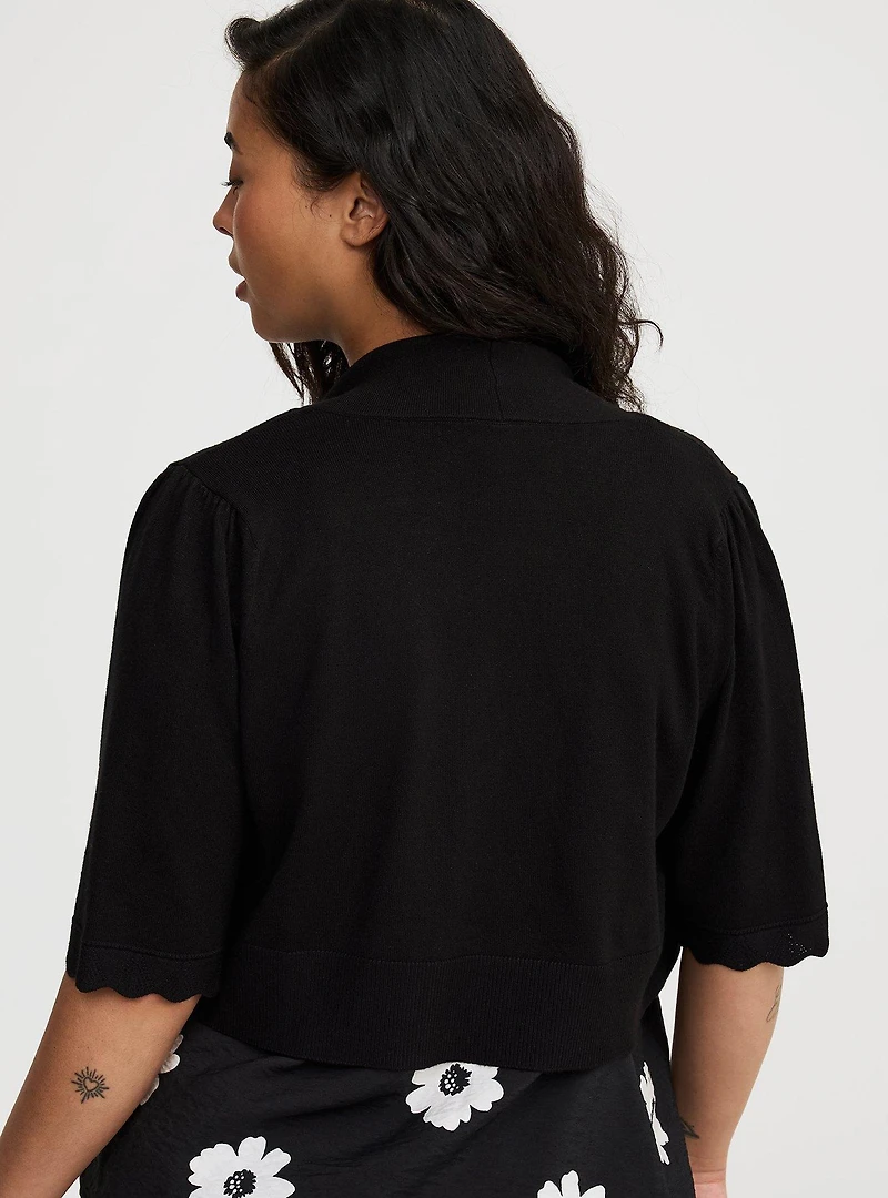 Scalloped Crop Sweater Shrug