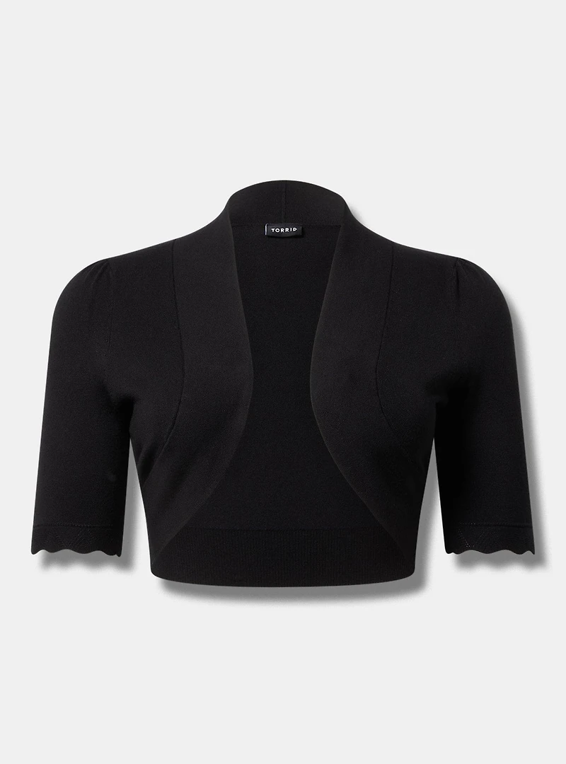 Scalloped Crop Sweater Shrug