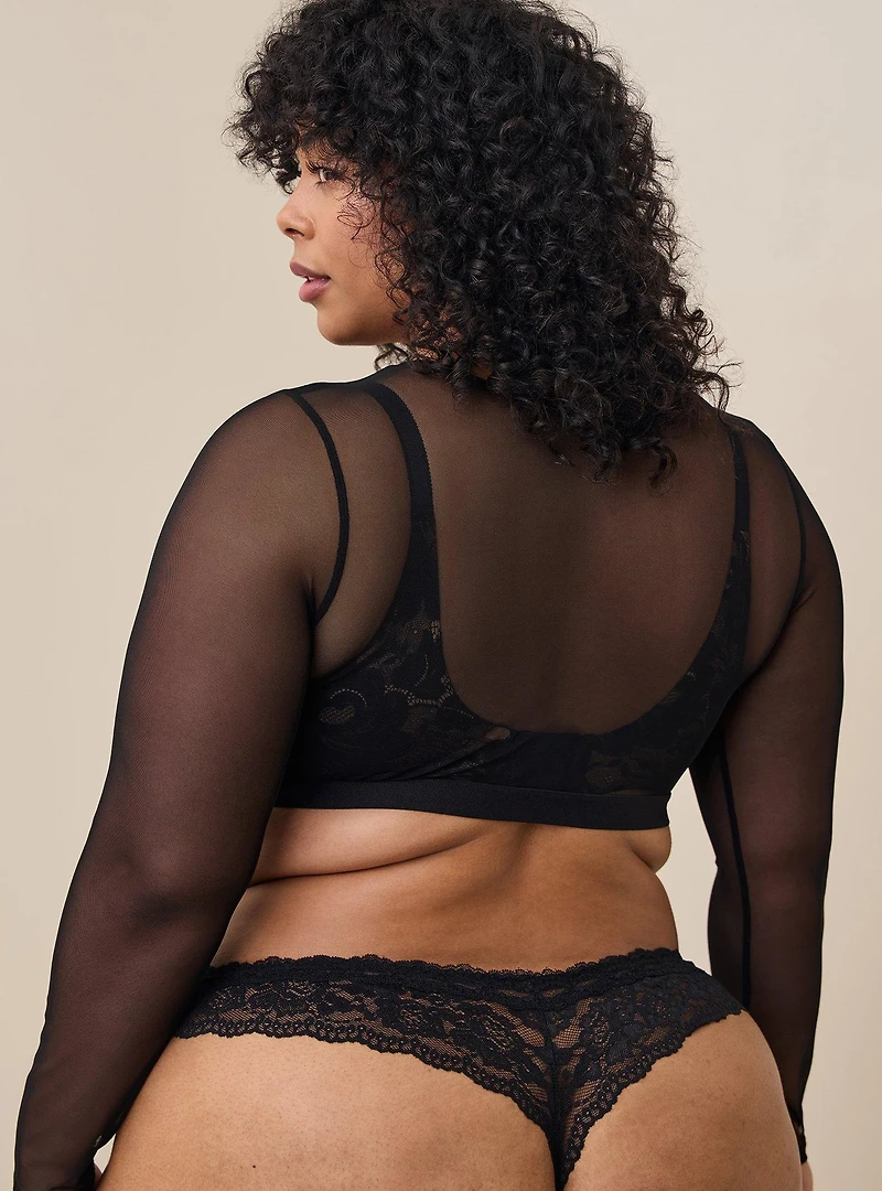 Lace Thong Panty With Open Gusset