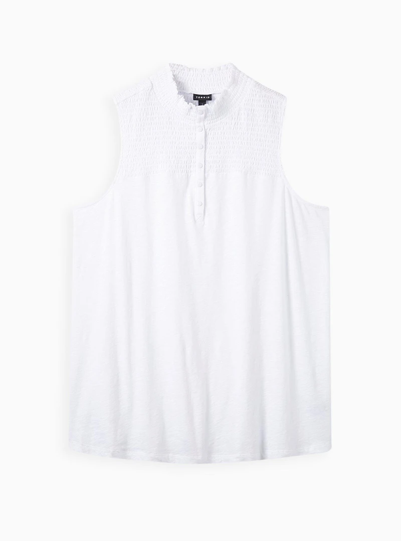 Smocked Yoke Henley Tank