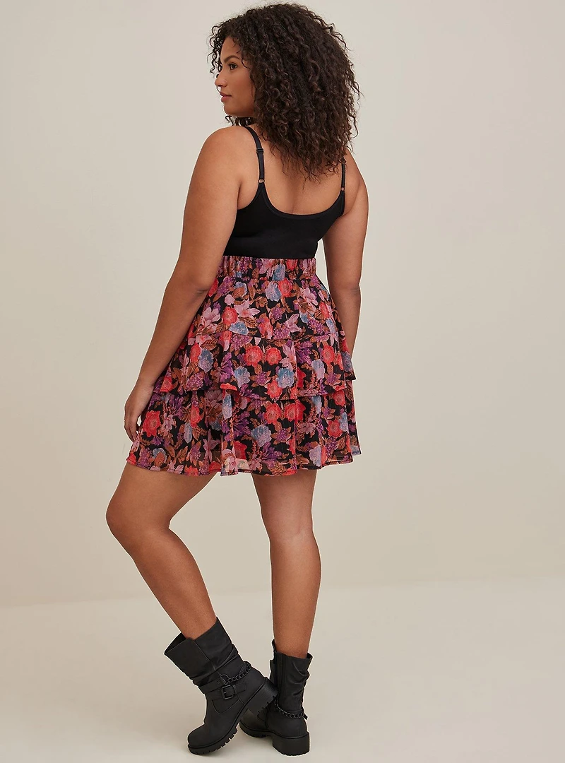 Mini Crinkle Lurex Tiered Skirt