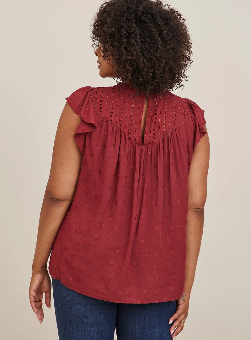 Eyelet Ruffle Sleeve Top
