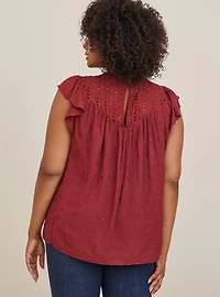 Eyelet Ruffle Sleeve Top
