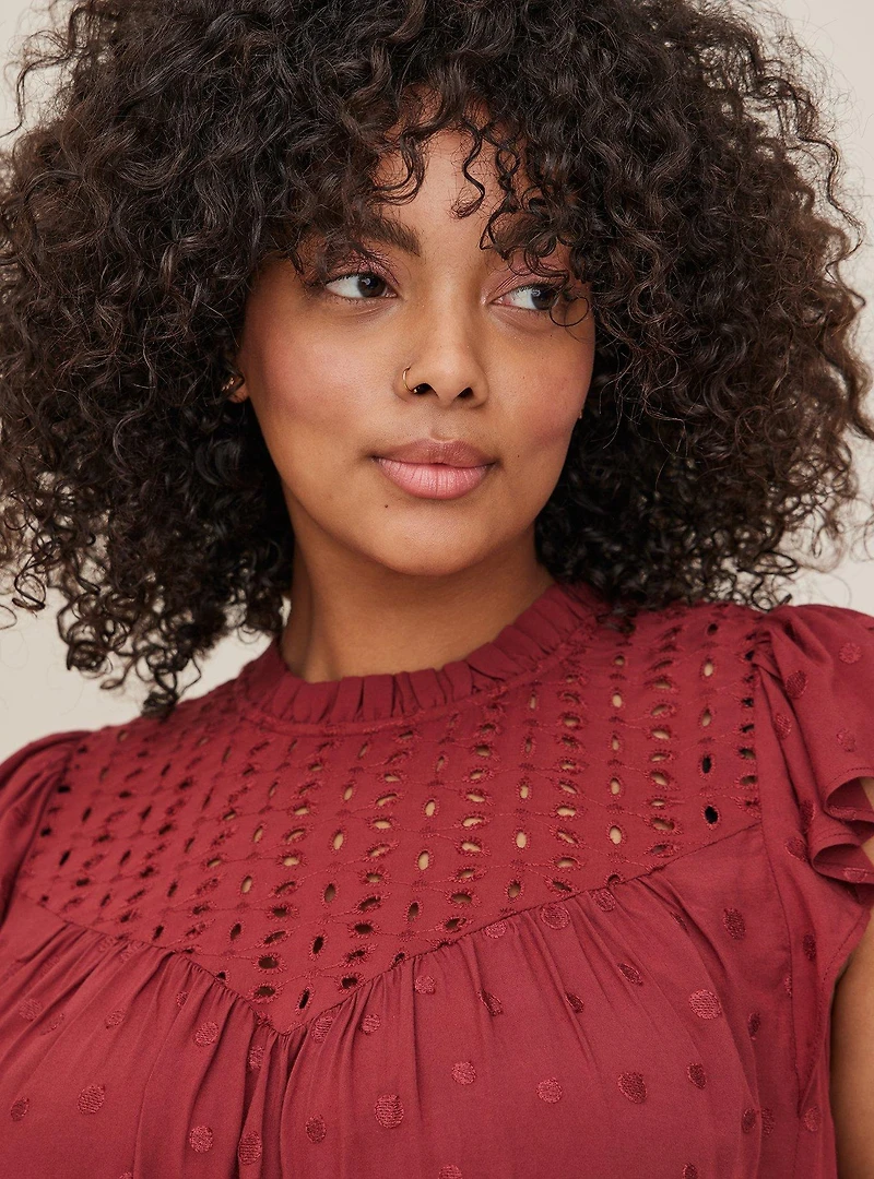 Eyelet Ruffle Sleeve Top