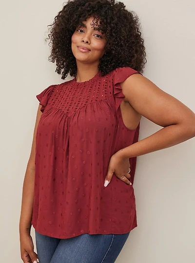 Eyelet Ruffle Sleeve Top