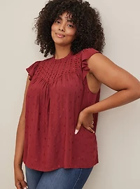 Eyelet Ruffle Sleeve Top