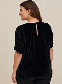 Velvet Ruched Sleeve Top