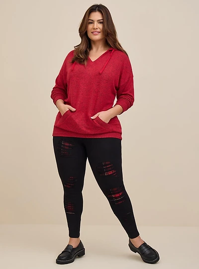Full Length Comfort Waist Shredded Back Premium Legging