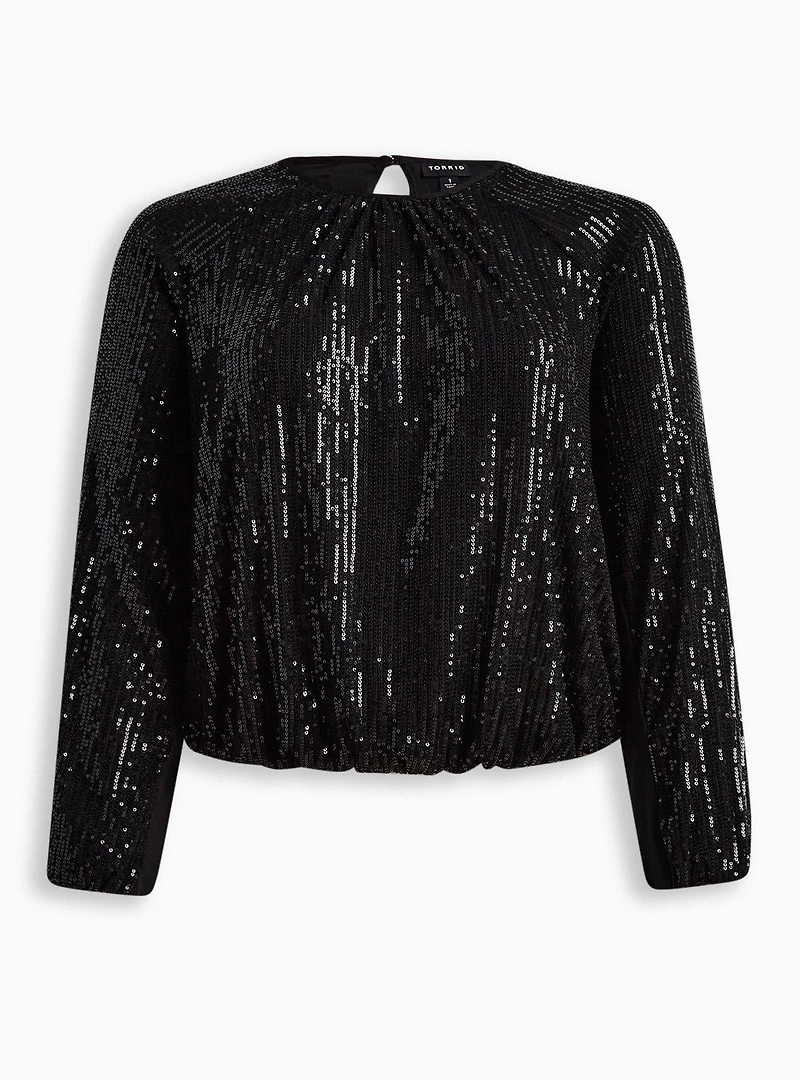 Sequin Bubble Hem Top
