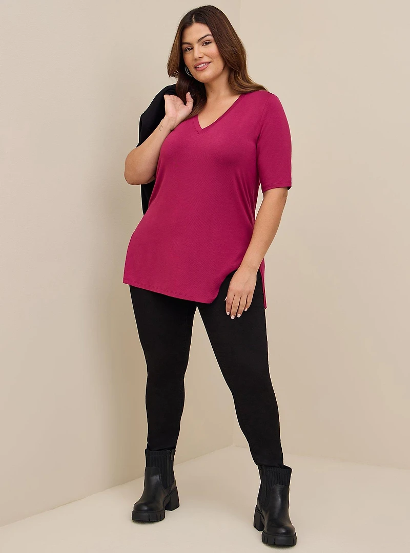 FAVORITE TUNIC SUPER SOFT V-NECK SIDE SLIT TEE