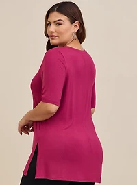 FAVORITE TUNIC SUPER SOFT V-NECK SIDE SLIT TEE