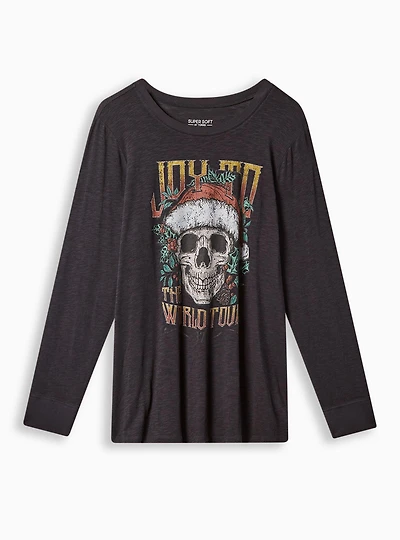 Joy To The World Tour Classic Fit Super Soft Slub Crew Neck Long Sleeve Tee