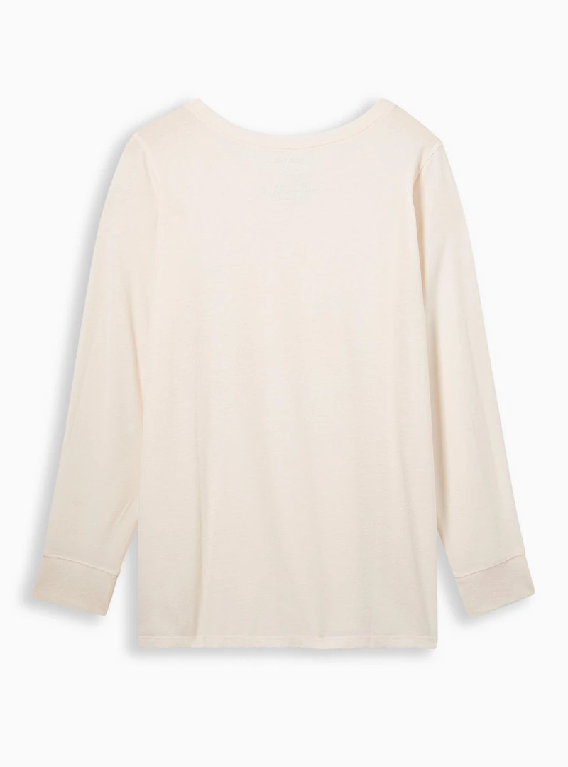 Smiley Doodles Classic Fit Signature Jersey Crew Neck Long Sleeve Embroidery Tee