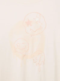 Smiley Doodles Classic Fit Signature Jersey Crew Neck Long Sleeve Embroidery Tee