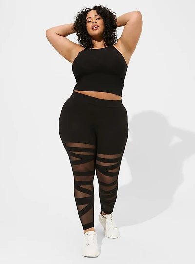 Crop Front Mesh Legging