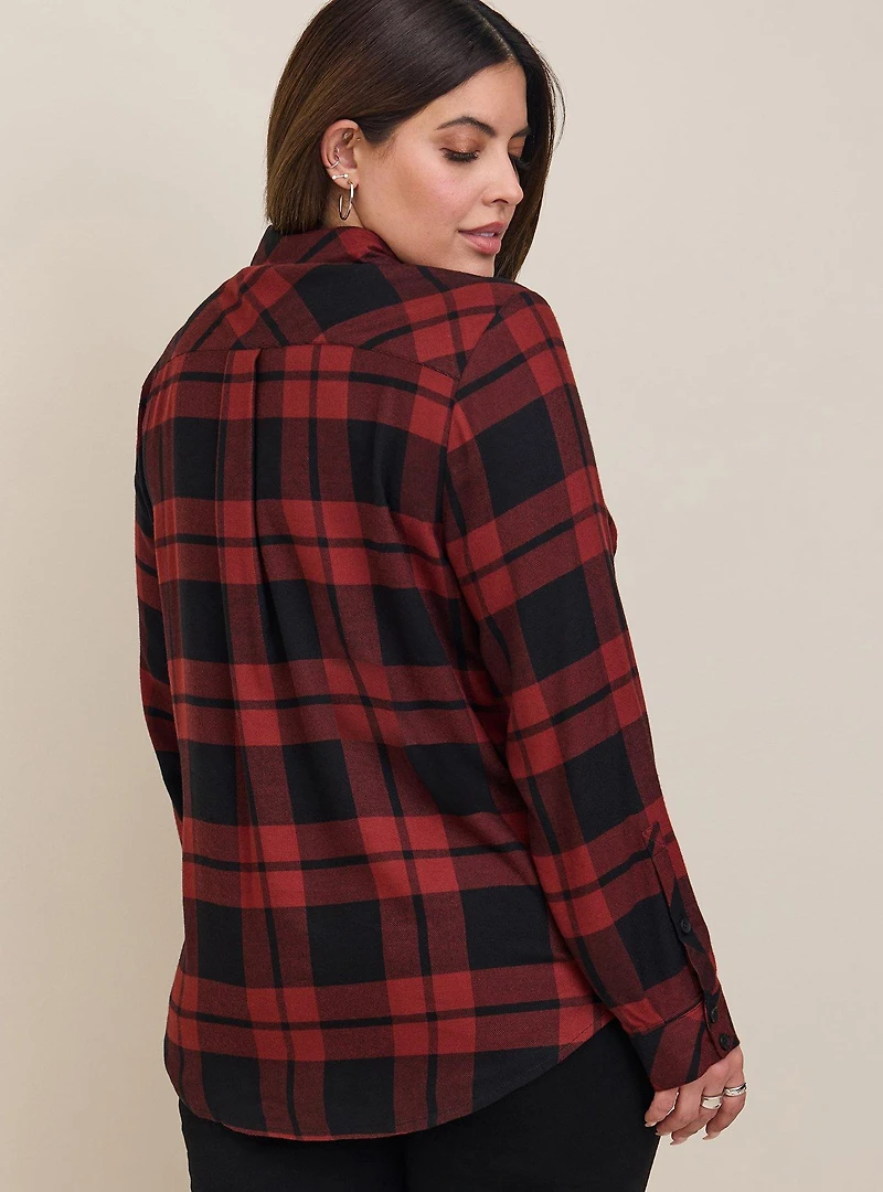 Brushed Rayon Acrylic Laced Button-Up Tunic Shirt