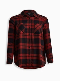 Brushed Rayon Acrylic Laced Button-Up Tunic Shirt