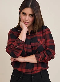 Brushed Rayon Acrylic Laced Button-Up Tunic Shirt