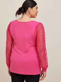 Super Soft Dot Mesh Sleeve Top
