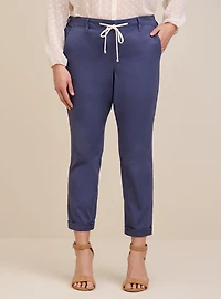 Pull-On Boyfriend Straight Stretch Twill Mid-Rise Pant